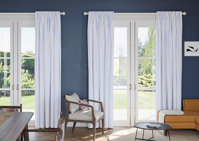 Lace Stripes, Soft Blue - Made to Measure Curtains - Image 3